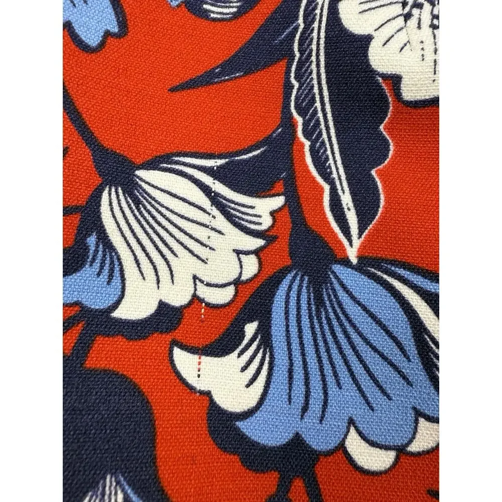 J.Crew Pencil Skirt Womens 2 Red White Blue Floral Ponte Knit Lined Knee Length